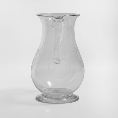 Lot 21 - An engraved Masonic glass jug