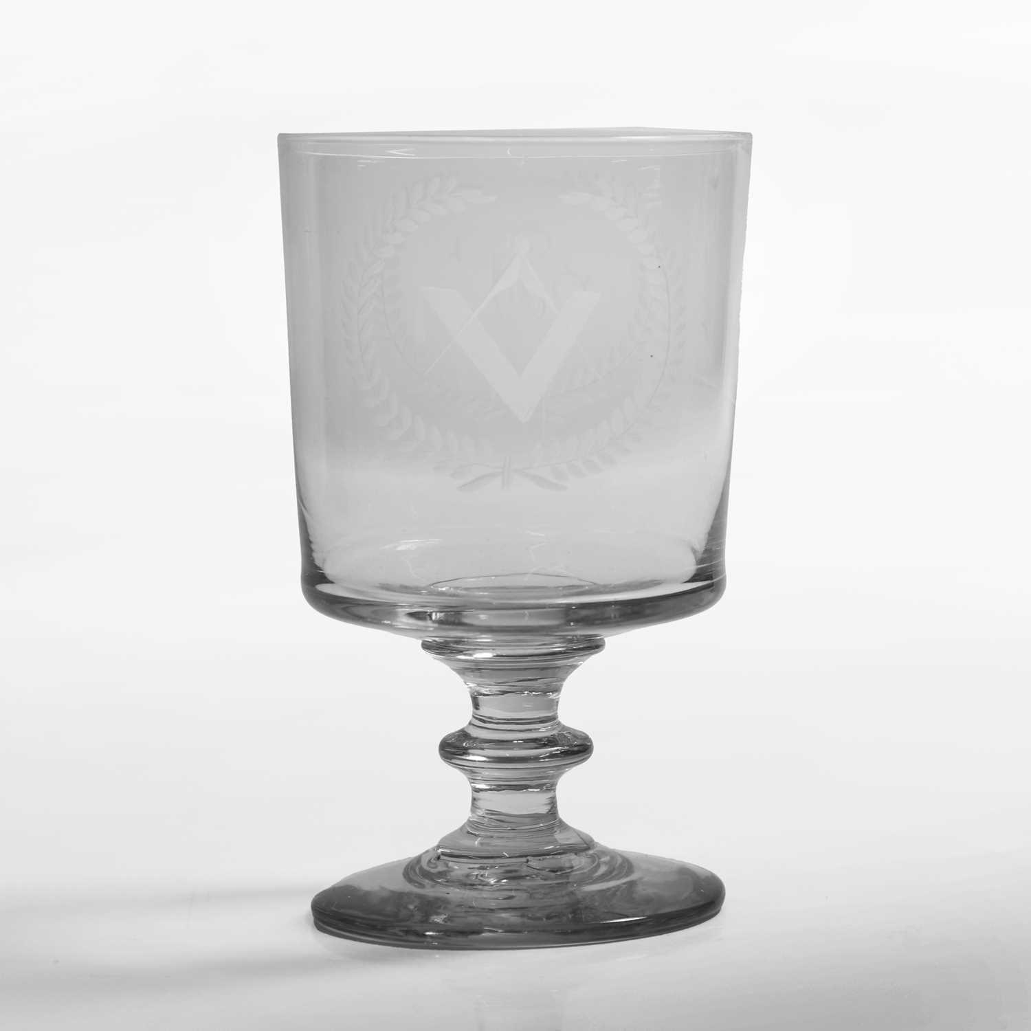Lot 32 - An Masonic engraved glass rummer