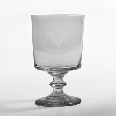 Lot 32 - An Masonic engraved glass rummer
