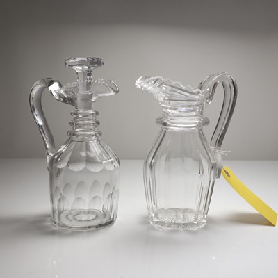 Lot 156 - Two cut glass claret jugs