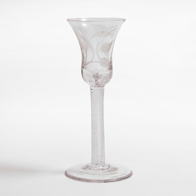 Lot 13 - An engraved Jacobite wine glass
