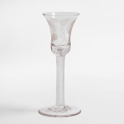 Lot 13 - An engraved Jacobite wine glass