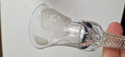 Lot 13 - An engraved Jacobite wine glass