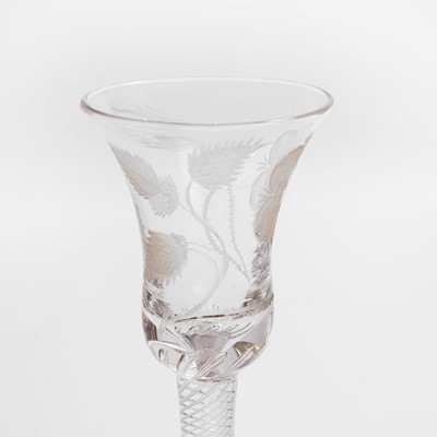 Lot 13 - An engraved Jacobite wine glass