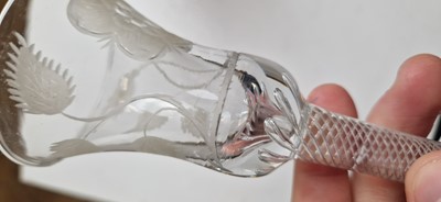 Lot 13 - An engraved Jacobite wine glass