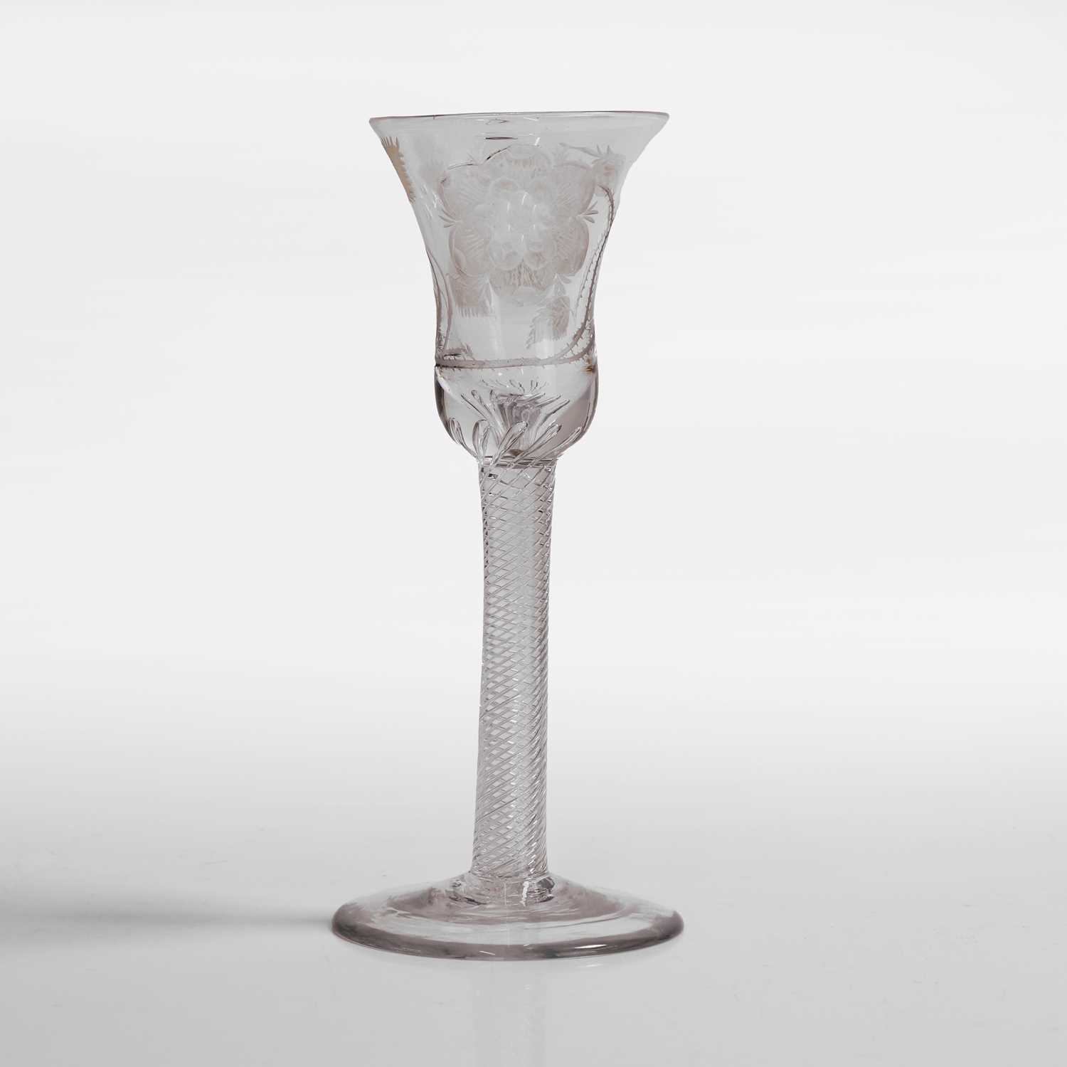Lot 13 - An engraved Jacobite wine glass