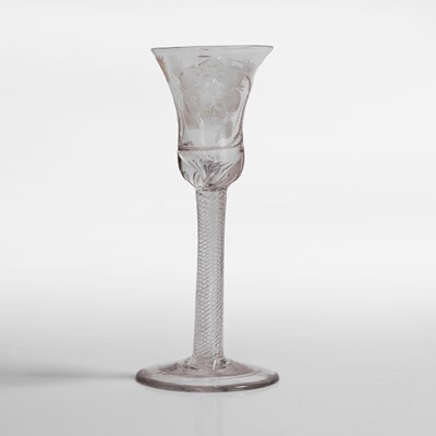 Lot 13 - An engraved Jacobite wine glass
