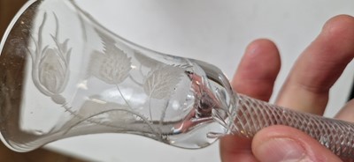Lot 13 - An engraved Jacobite wine glass