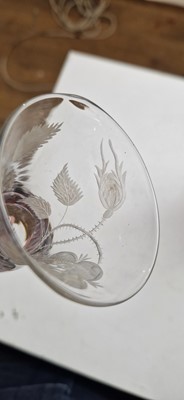 Lot 13 - An engraved Jacobite wine glass
