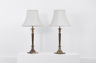 Lot 472 - A pair of brass table lamps