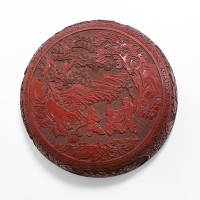Lot 119 - A Chinese cinnabar lacquered box and cover