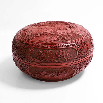 Lot 119 - A Chinese cinnabar lacquered box and cover