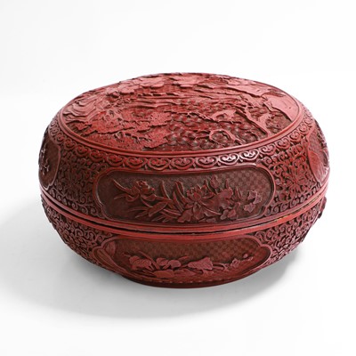 Lot 119 - A Chinese cinnabar lacquered box and cover