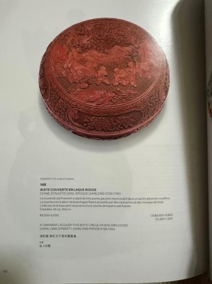Lot 119 - A Chinese cinnabar lacquered box and cover