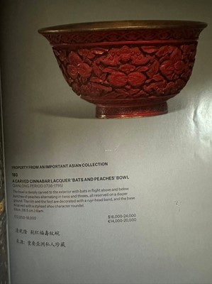Lot 120 - A Chinese cinnabar lacquer bowl