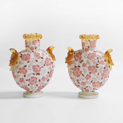 Lot 44 - A pair of Harrach opaline glass vases