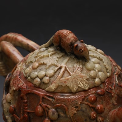 Lot 112 - A Chinese soapstone teapot and cover