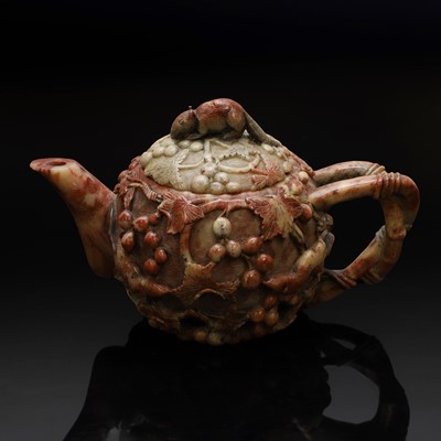Lot 112 - A Chinese soapstone teapot and cover