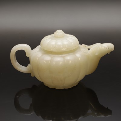 Lot 111 - A Chinese jade teapot and cover