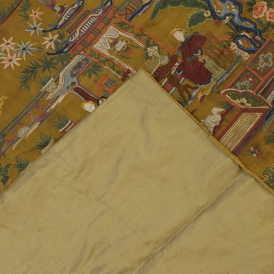Lot 123 - A Chinese embroidered tablecloth