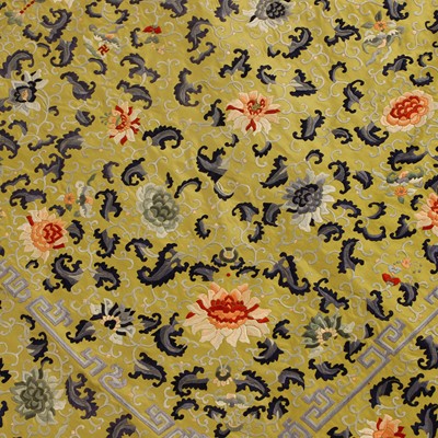 Lot 124 - A Chinese embroidered kang cover