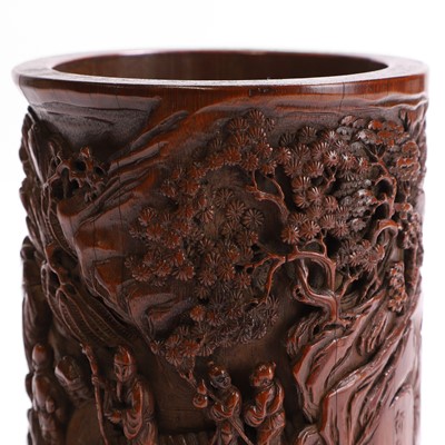 Lot 122 - A Chinese bamboo brush pot