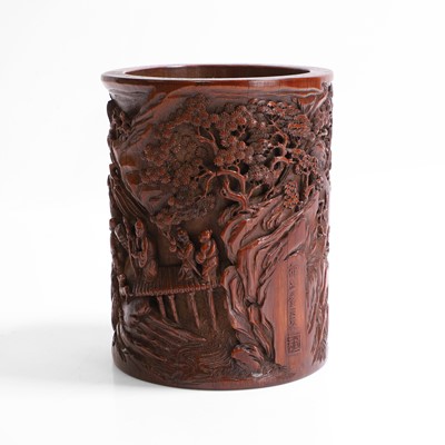 Lot 122 - A Chinese bamboo brush pot
