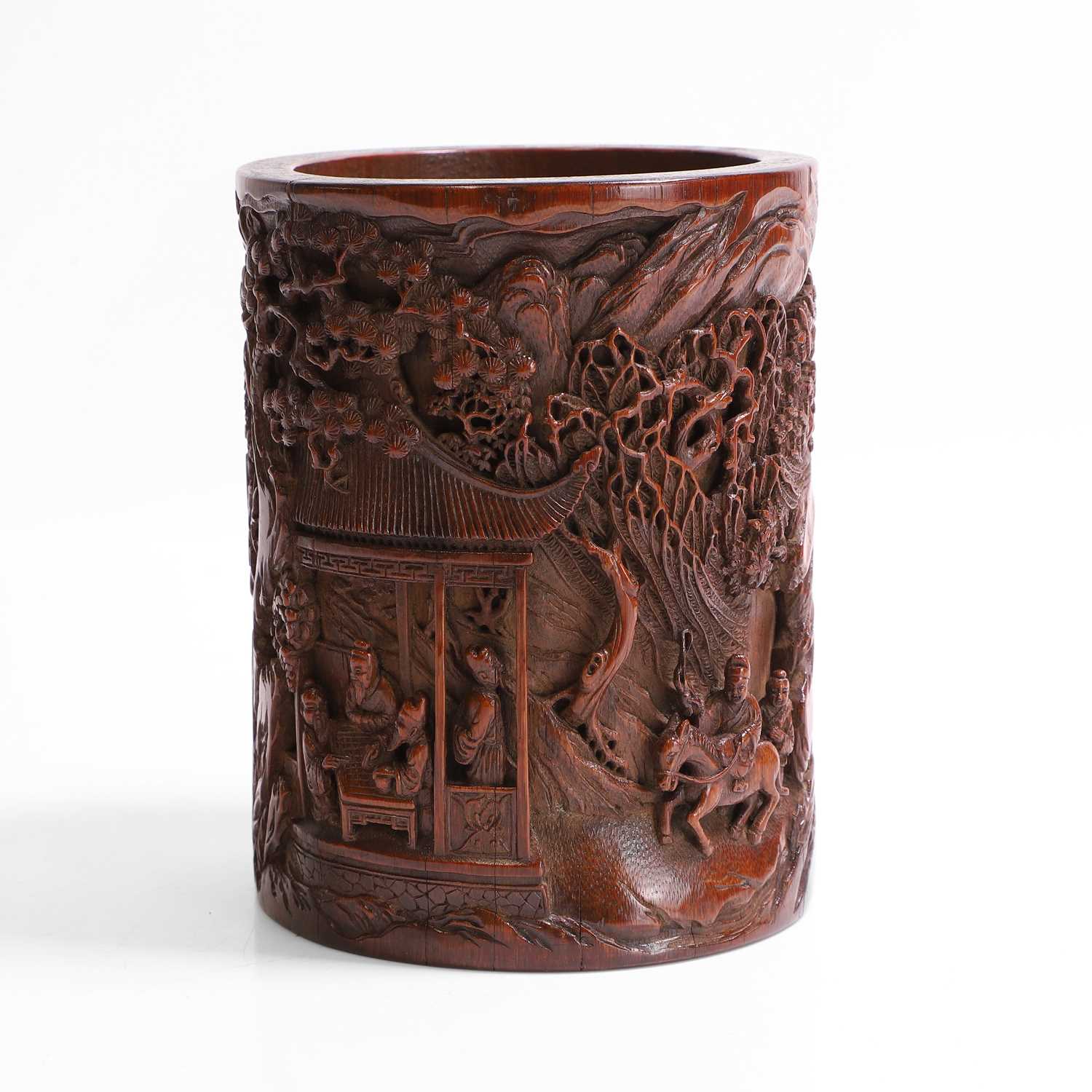 Lot 122 - A Chinese bamboo brush pot