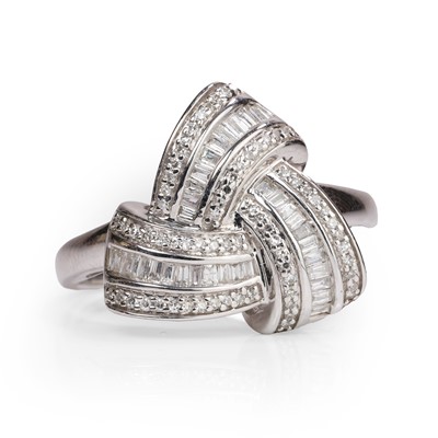 Lot 1042 - A 9ct white gold diamond cluster ring