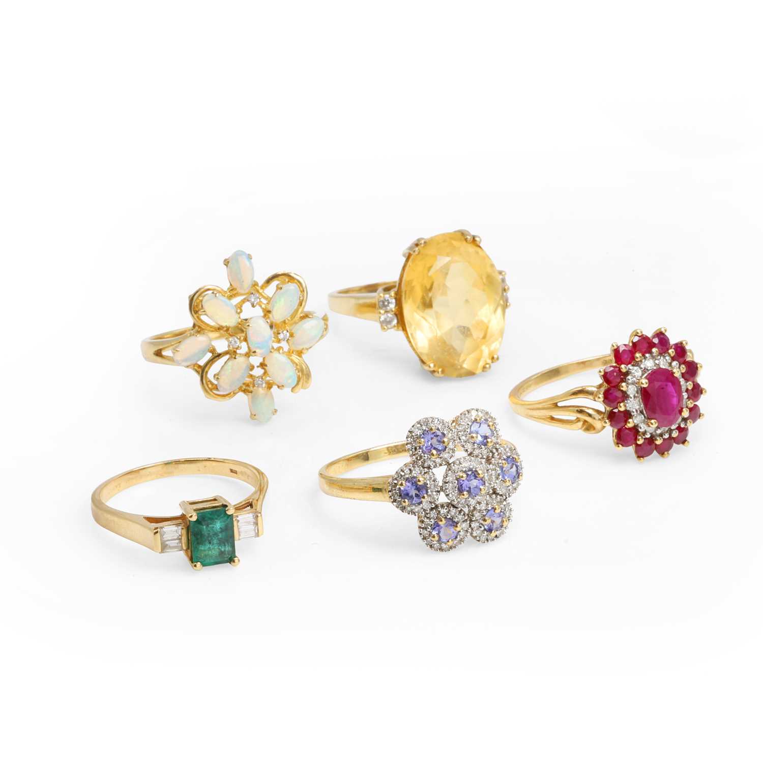 Lot 1187 - A group of diamond and gemstone set rings