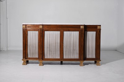 Lot 10 - A Regency-style rosewood and parcel-gilt side cabinet