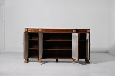 Lot 10 - A Regency-style rosewood and parcel-gilt side cabinet