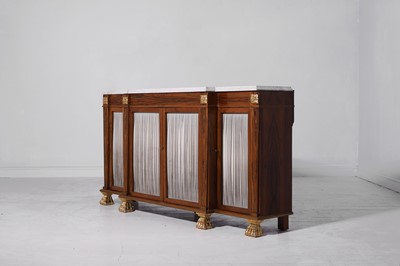 Lot 10 - A Regency-style rosewood and parcel-gilt side cabinet