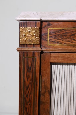 Lot 10 - A Regency-style rosewood and parcel-gilt side cabinet