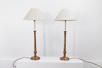 Lot 8 - A pair of giltwood table lamps