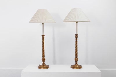 Lot 8 - A pair of giltwood table lamps