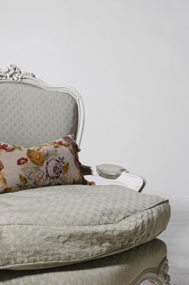 Lot 5 - A pair of Louis XV-style painted wood fauteuils