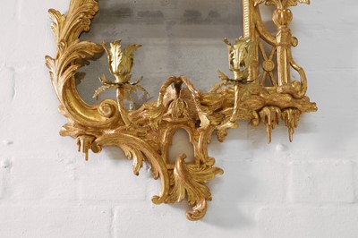 Lot 15 - A pair of George III-style carved giltwood girandoles in the Chippendale taste
