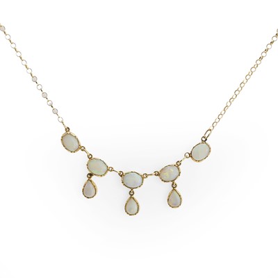 Lot 1107 - A 9ct gold opal fringe necklace