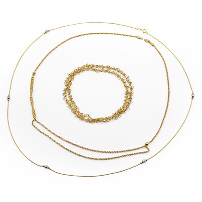 Lot 1178 - A group of three 9ct gold chains