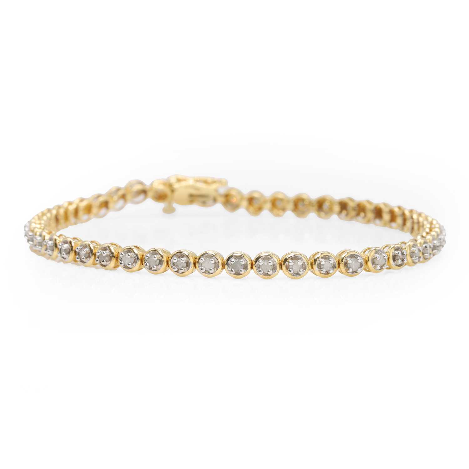 Lot 1057 - An 18ct gold line bracelet