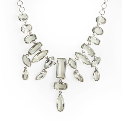 Lot 1148 - A silver prasiolite fringe necklace
