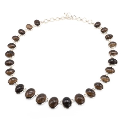 Lot 1142 - A silver smoky quartz necklace