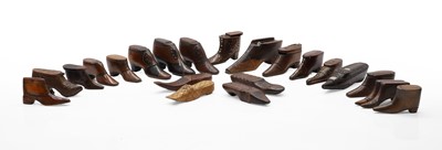Lot 315 - A group of treen shoes snuff boxes