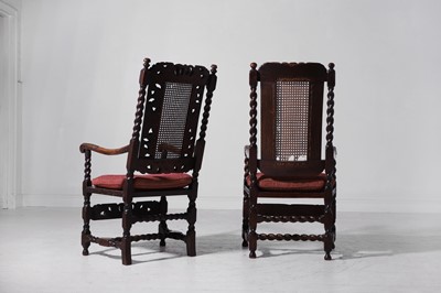 Lot 285 - A matched pair of Charles II oak armchairs