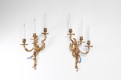 Lot 255 - Two pairs of Louis XV Revival wall sconces