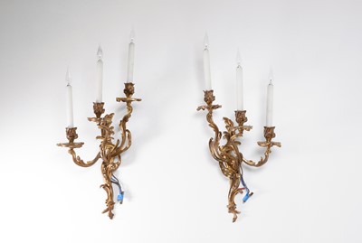Lot 255 - Two pairs of Louis XV Revival wall sconces