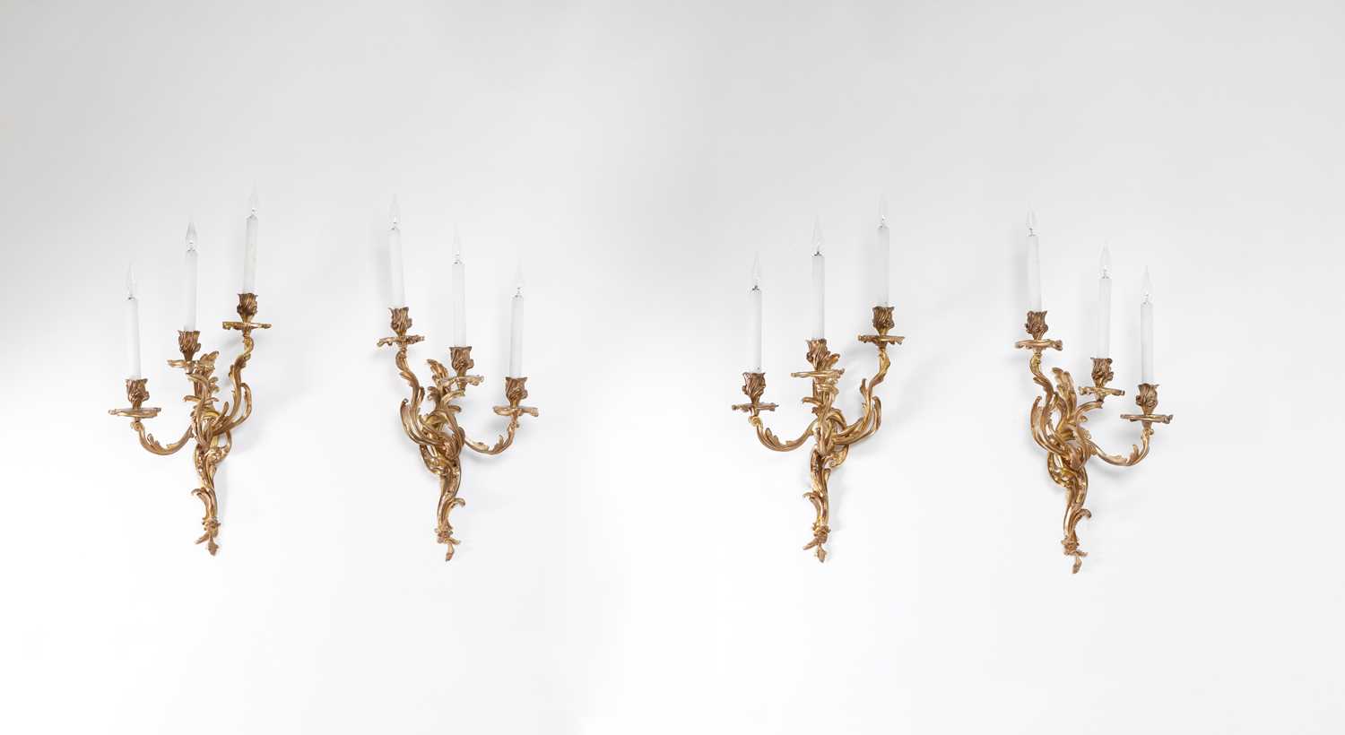 Lot 255 - Two pairs of Louis XV Revival wall sconces
