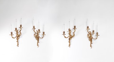 Lot 255 - Two pairs of Louis XV Revival wall sconces