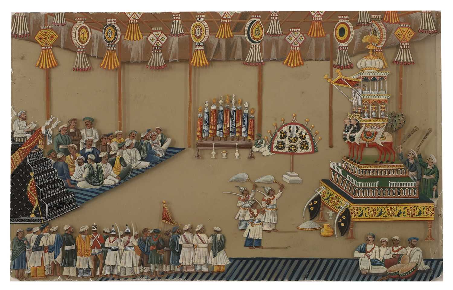 Lot 179 - A large Indian painting on mica